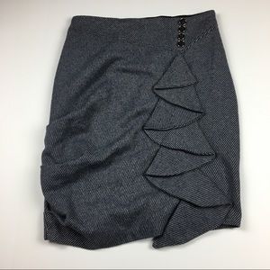 Eva Franco Micro Striped Ruffle Pencil Skirt